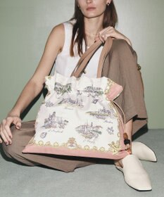 TOPKAPI 【TREASURE TOPKAPI】マイルドサテン スカーフ柄 巾着 トート バッグ