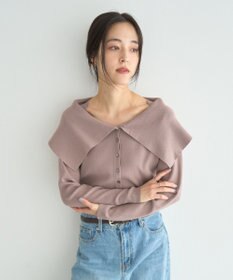 YECCA VECCA 2wayオフショルカラーカーディガン