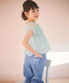 ANY KIDS 【一部店舗/WEB先行販売アイテム】【洗濯機可能】刺繍 ワイドデニムパンツ