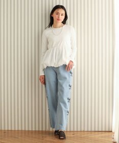 Green Parks ・ＤＯＵＢＬＥ　ＦＬＡＧＳ　サイドリボン刺繍デニ