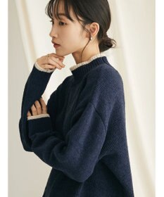 CRAFT STANDARD BOUTIQUE 洗えるモールニット配色プルオーバー