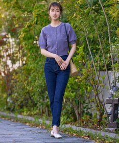 Tiaclasse 【洗える】鹿の子柄ニットショートカーディガン