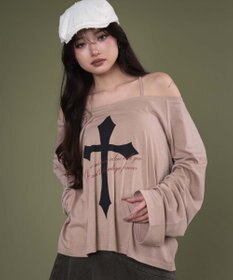 WEGO オフショルダークロスロゴトップ