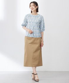 J.PRESS LADIES L 【洗える】シャンブレーサテン ナロー スカート