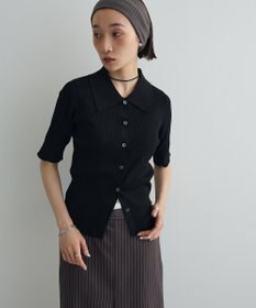 Green Parks ポロ襟5分袖リブニット