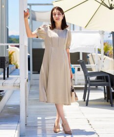 Tiaclasse 【洗える】パフスリーブ配色ステッチワンピース