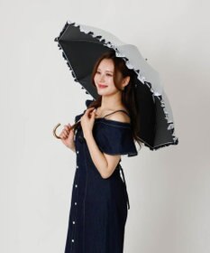 AURORA 【dazzlin（ダズリン）】無地フリル晴雨兼用傘（長傘）