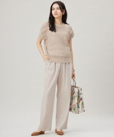 自由区 L 【洗える】レーシーリネンコットン ニット