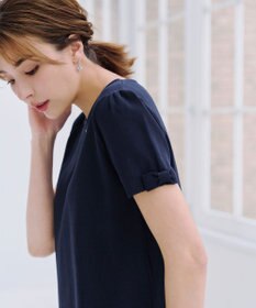 Tiaclasse 【洗える】リボン袖ニットチュニックブラウス