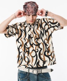 WEGO 【ユニセックス着用ITEM/MLサイズ展開】ケミカルウォッシュパターンT(SS)