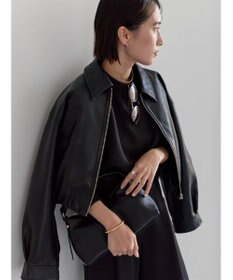 Te chichi フェイクレザークロップドブルゾン