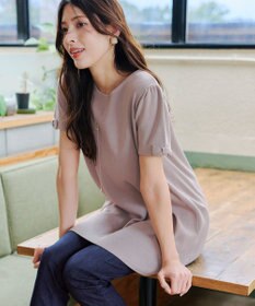 Tiaclasse 【洗える】リボン袖ニットチュニックブラウス