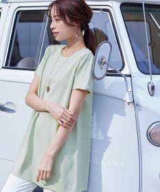 Tiaclasse 【洗える】リボン袖ニットチュニックブラウス