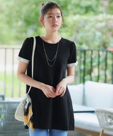 Tiaclasse 【洗える】リボン袖ニットチュニックブラウス