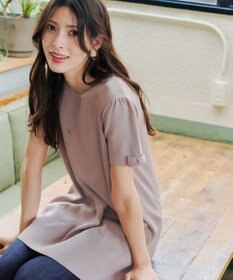 Tiaclasse 【洗える】リボン袖ニットチュニックブラウス