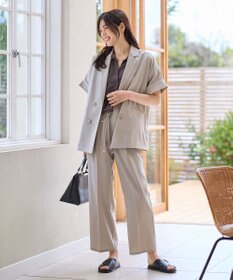 ANY L 【洗濯機可/セットアップ可/UVケア/速乾/イージーケア】サラサラテックリネンパンツ