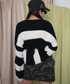 WEGO マテリアルシャギークロップドニット