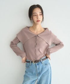 YECCA VECCA 2wayオフショルカラーカーディガン