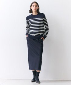 BEIGE， HELIODOR / レーヨンボーダーマリンボタンニット