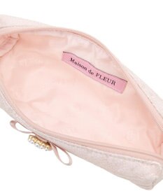 Maison de FLEUR レースサテンパールビジューロングポーチ