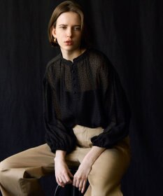 23区 S 【洗える】ドットフロッキー ボリュームスリーブ ブラウス