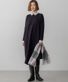 23区 S 【洗える/吊り干しOK】ヴィスコースストレッチ レース襟 ワンピース