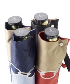 MOONBAT ランバン オン ブルー 折りたたみ傘 チェーン柄サテンジャガードプリント 簡単開閉