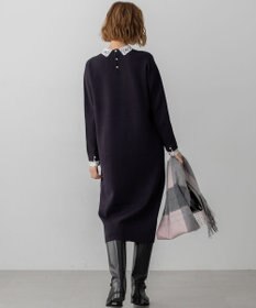 23区 S 【洗える/吊り干しOK】ヴィスコースストレッチ レース襟 ワンピース