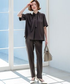 23区 L 【Oggi7月号掲載/吸水速乾/接触冷感/UVカット】ストレッチジョーゼット テーパード パンツ