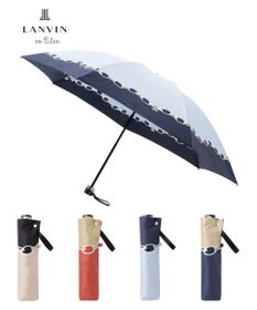 MOONBAT ランバン オン ブルー 折りたたみ傘 チェーン柄サテンジャガードプリント 簡単開閉