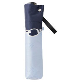 MOONBAT ランバン オン ブルー 折りたたみ傘 チェーン柄サテンジャガードプリント 簡単開閉