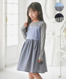 組曲 KIDS 【150-170㎝】チェックドッキング ワンピース