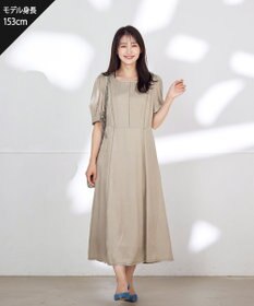 Tiaclasse L 【洗える】パフスリーブ配色ステッチワンピース