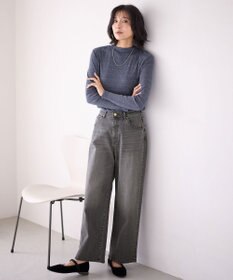 ANY 【洗濯機可】ラメハイネックＴシャツ