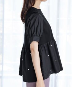 Tiaclasse L 【洗える】パール付きカットソードッキングブラウス