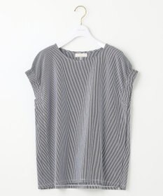 ANY SIS S 【洗える】シルケットストライプフレンチスリーブ カットソー