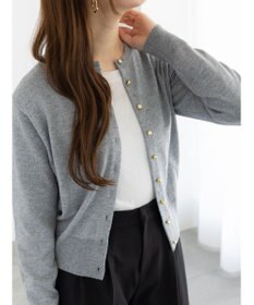 Te chichi メタルスクエア釦クルーネックカーディガン