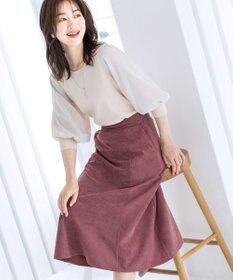 Tiaclasse L 【洗える】大人上品なコーデュロイフレアスカート