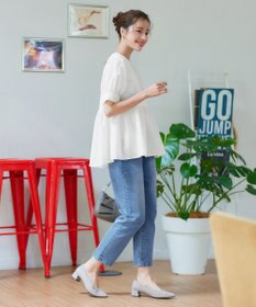 Tiaclasse L 【洗える】パール付きカットソードッキングブラウス