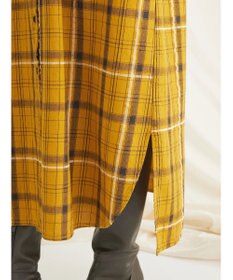 CRAFT STANDARD BOUTIQUE 先染めチェック（小）バンドカラー袖ＲＩＢ　ＯＰ