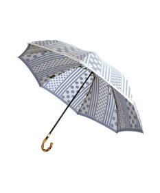 槇田商店 Kirie ドットとストライプ アッシュブルー 折りたたみ傘