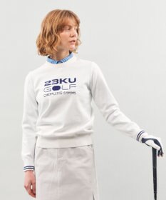 23区GOLF 【WOMEN】【ウォッシャブル】ロゴインターシャ ポリエステルニット