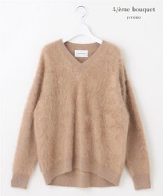 自由区 【カトリエムブーケ】Cachemire hirsute Vネックプルオーバーニット モカ