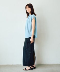 YECCA VECCA パールタックフレンチスリーブブラウス