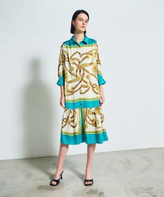 GRACE CONTINENTAL スカーフプリントシャツドレス