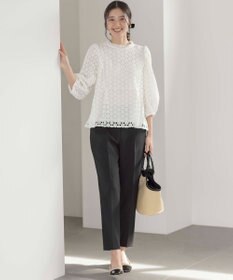 組曲 S 【WEB限定】フラワーレース ペプラムトップス