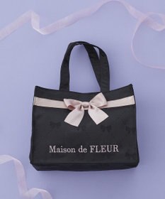 Maison de FLEUR リボンジャカードスクエアトートバッグ