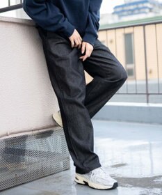 WEGO 【ユニセックス着用ITEM/ウエストゴム/SMLサイズ展開】デニムイージーストレートパンツ