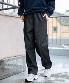 WEGO 【ユニセックス着用ITEM/ウエストゴム/SMLサイズ展開】デニムイージーストレートパンツ