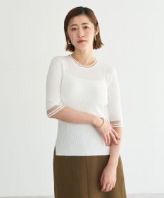 YECCA VECCA シアーMIX5分袖ニット